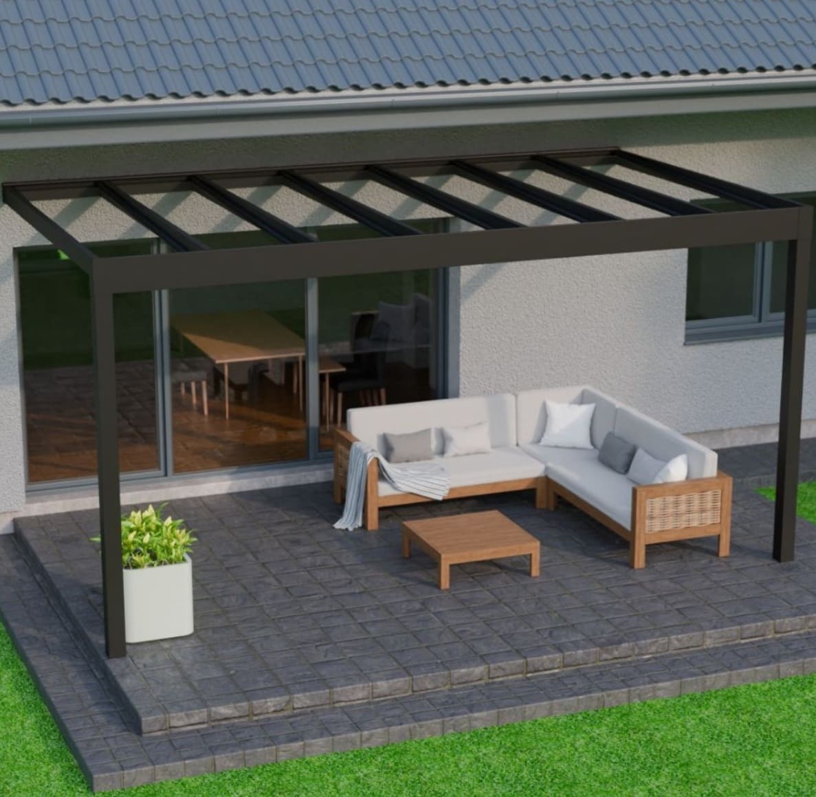 Trebbiano Terrassendach aus Glas mit LED